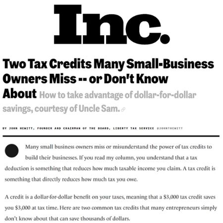 2. Two Tax Credits Many Small-Business Owners Miss -- or Dont Know About